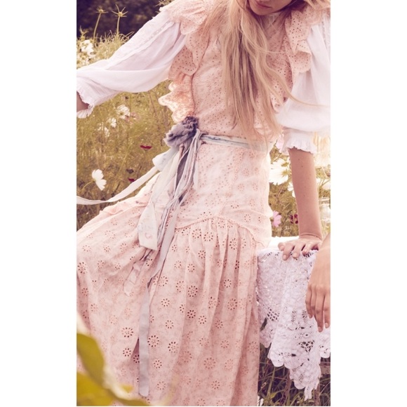 NWT LoveShackFancy Cressida Peach Eyelet Maxi Dress - Picture 4 of 6